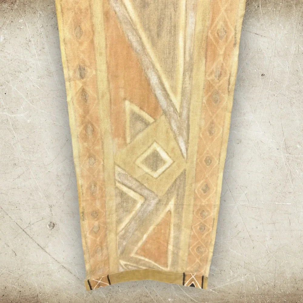 African Mud Cloth Wall Hanging Geometric Hand Painted Textile Art w/ Bamboo Rod‎